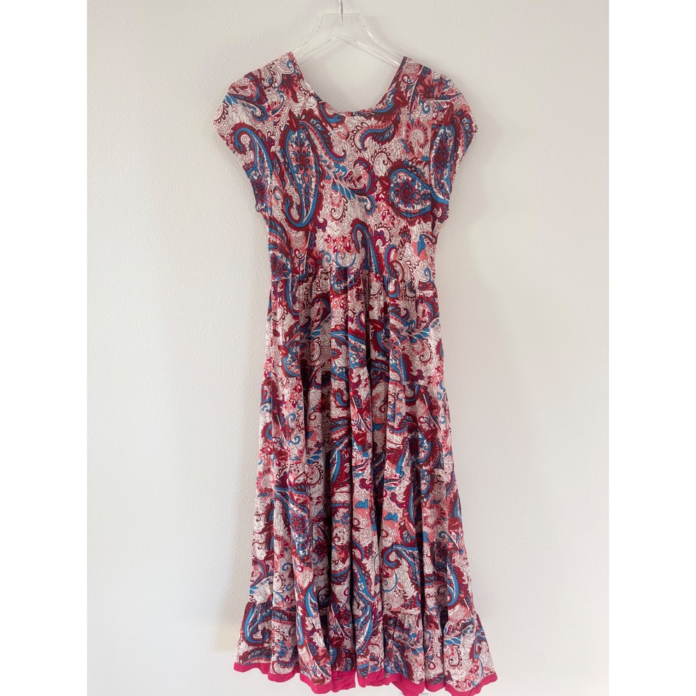 Soft Surroundings | Kara Framboise Red Paisley Short Sleeve Maxi Dress - Picture 6 of 6